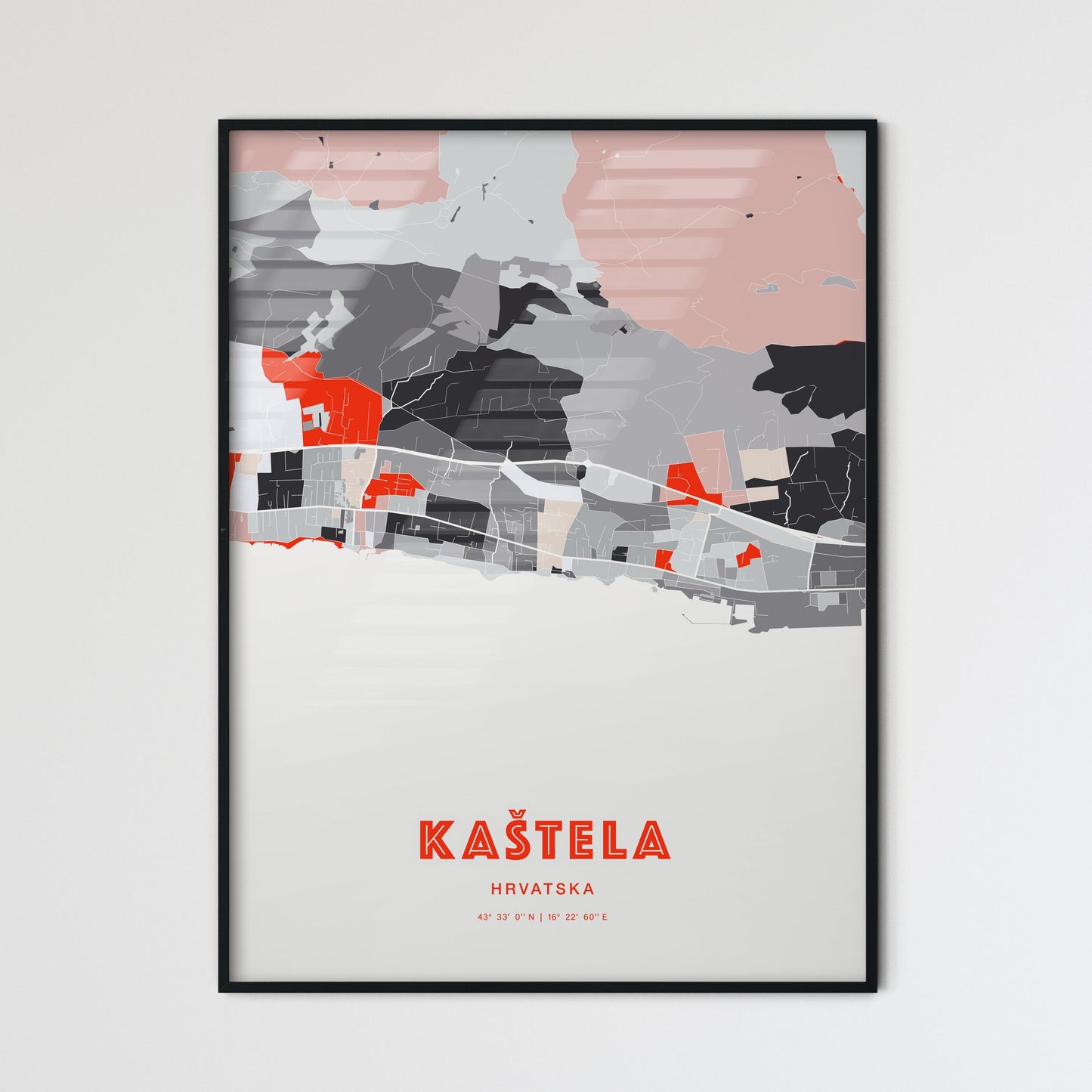 Colorful KAŠTELA CROATIA Fine Art Map Modern