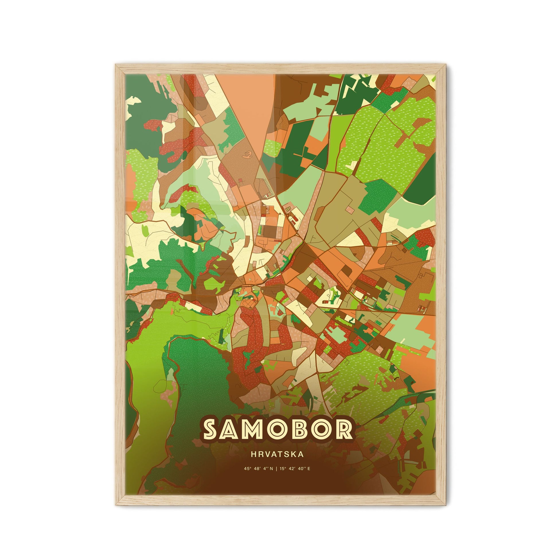 Colorful SAMOBOR CROATIA Fine Art Map Farmhouse