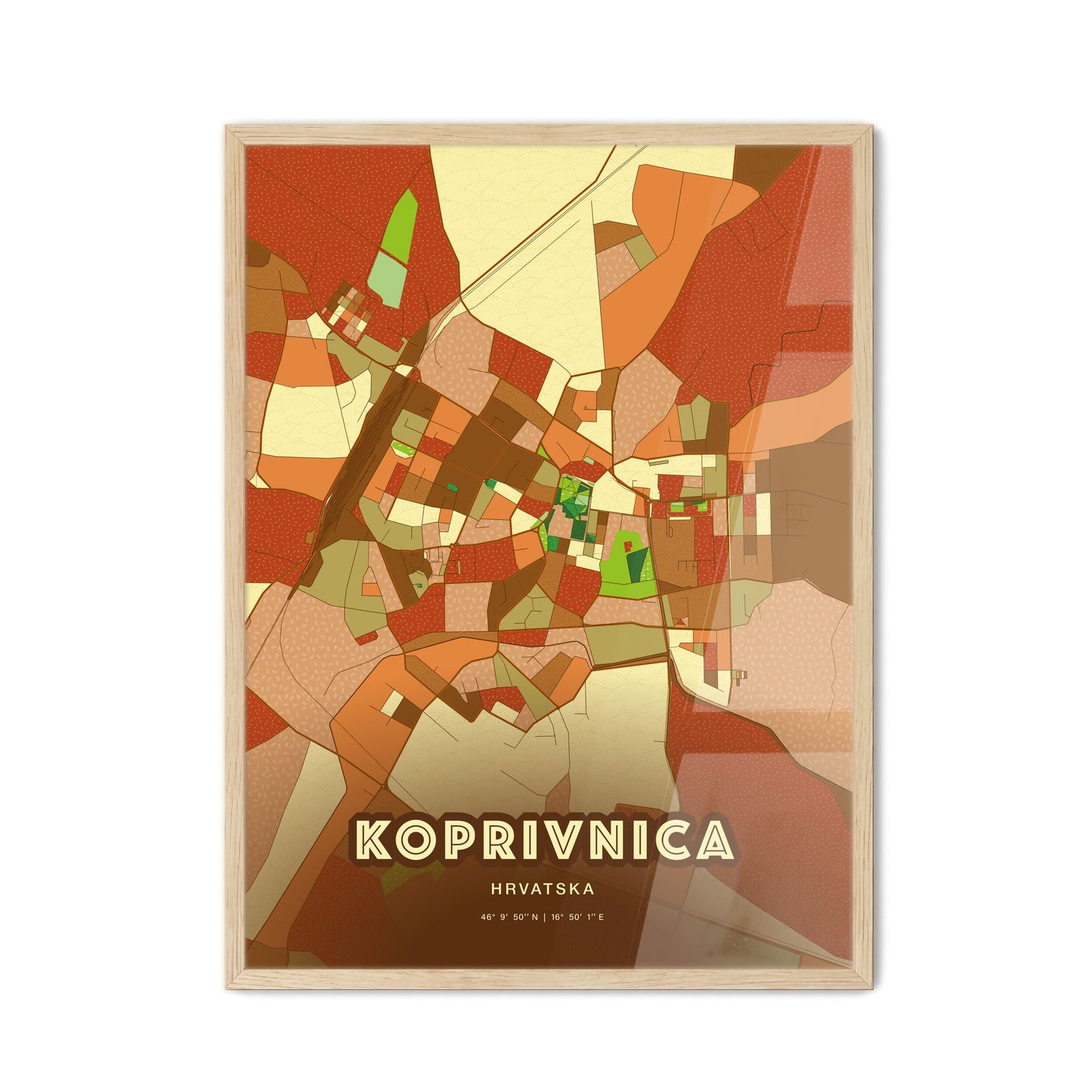 Colorful KOPRIVNICA CROATIA Fine Art Map Farmhouse