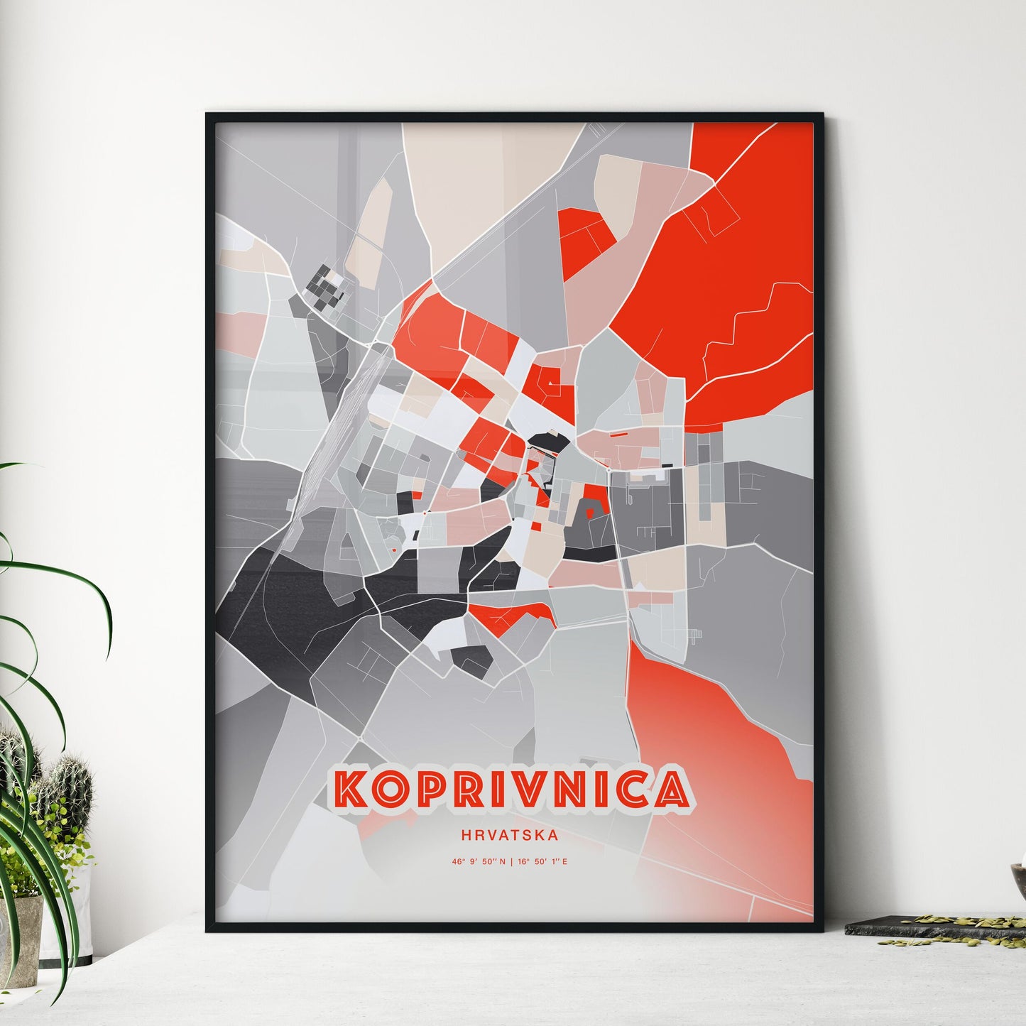 Colorful KOPRIVNICA CROATIA Fine Art Map Modern