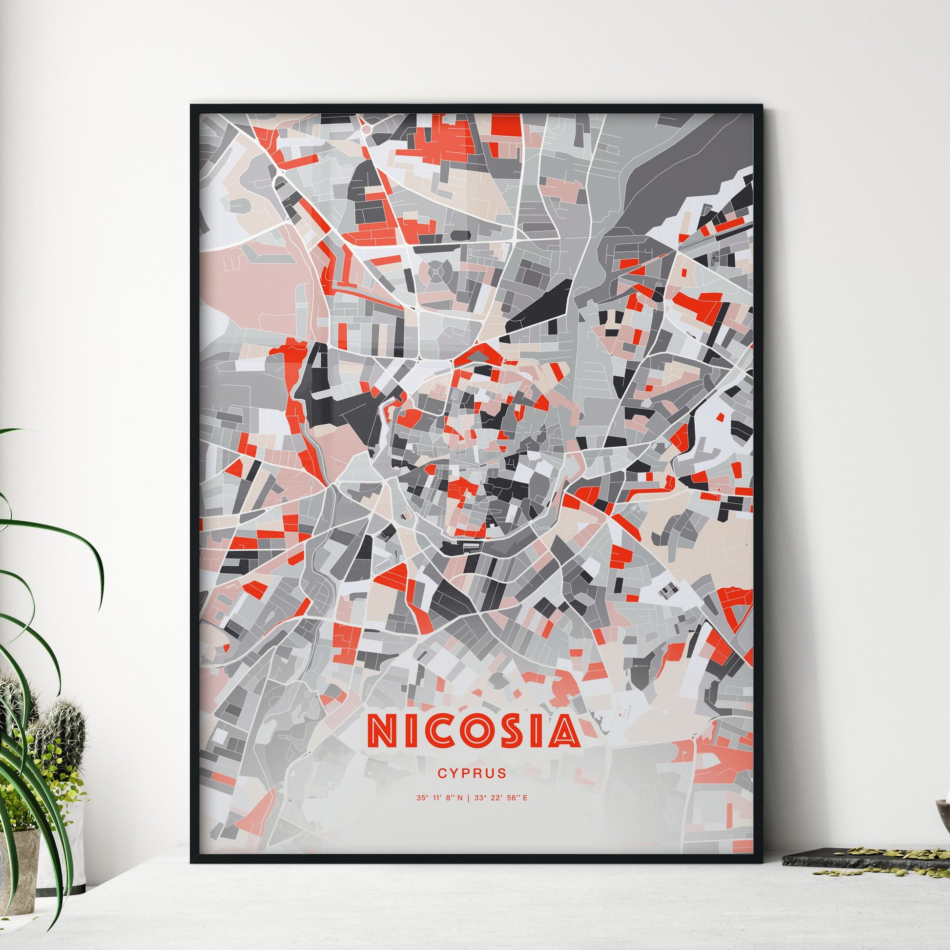 Colorful NICOSIA CYPRUS Fine Art Map Modern