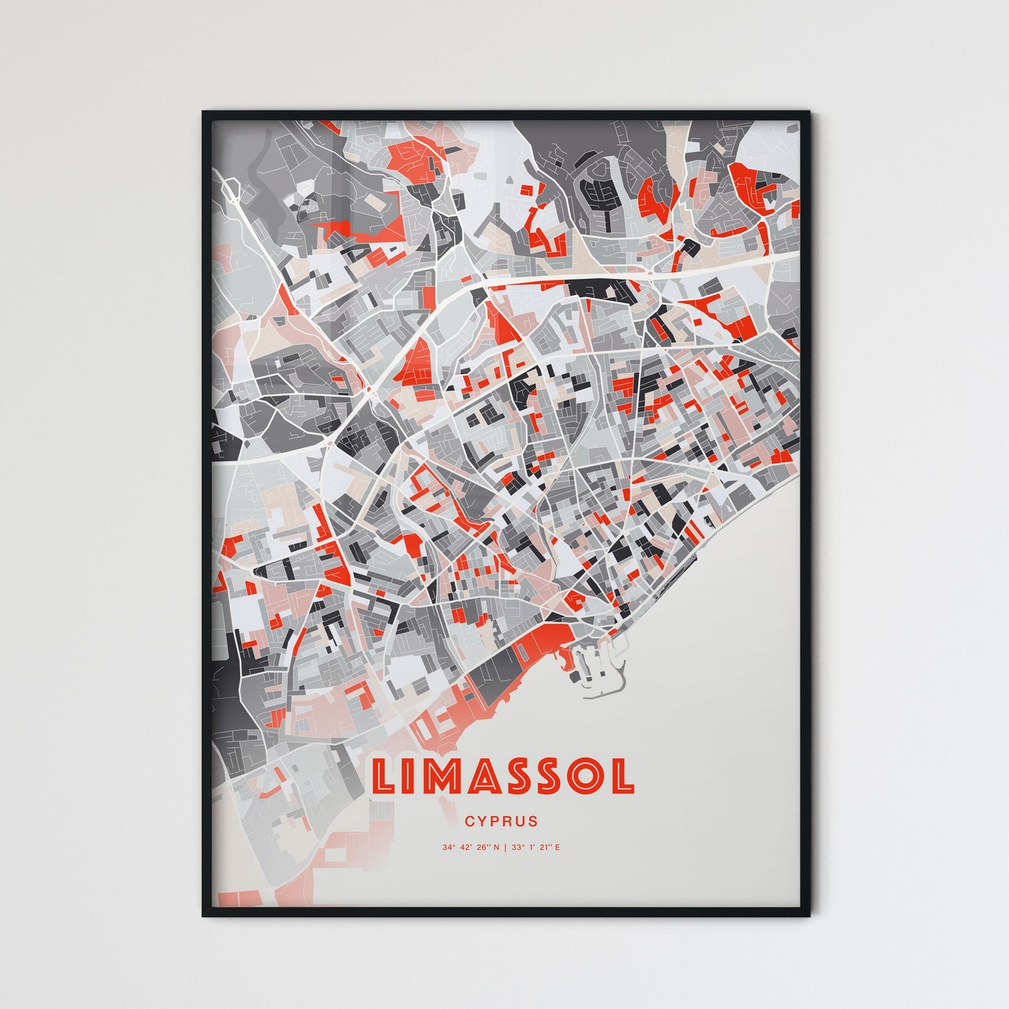 Colorful LIMASSOL CYPRUS Fine Art Map Modern