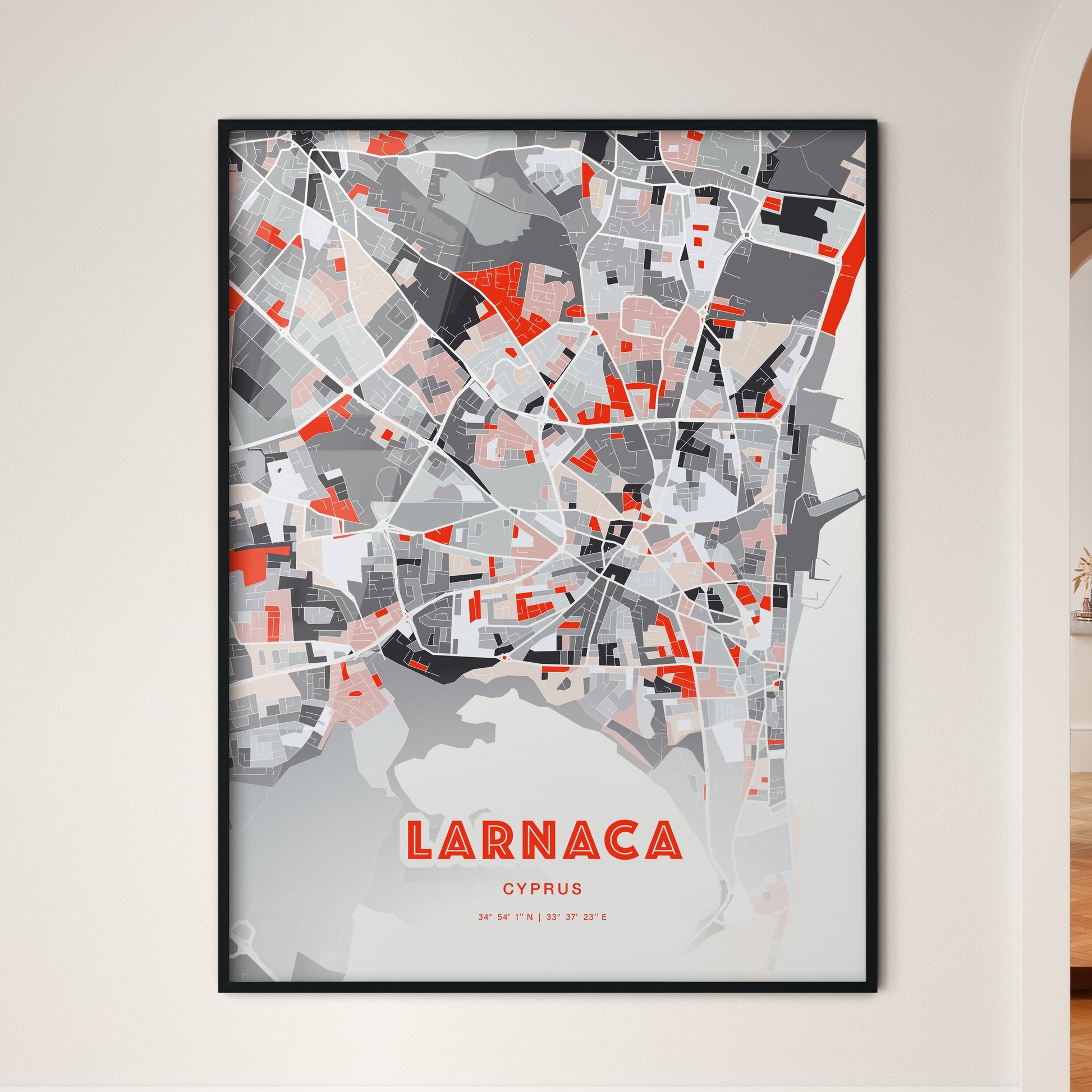 Colorful LARNACA CYPRUS Fine Art Map Modern