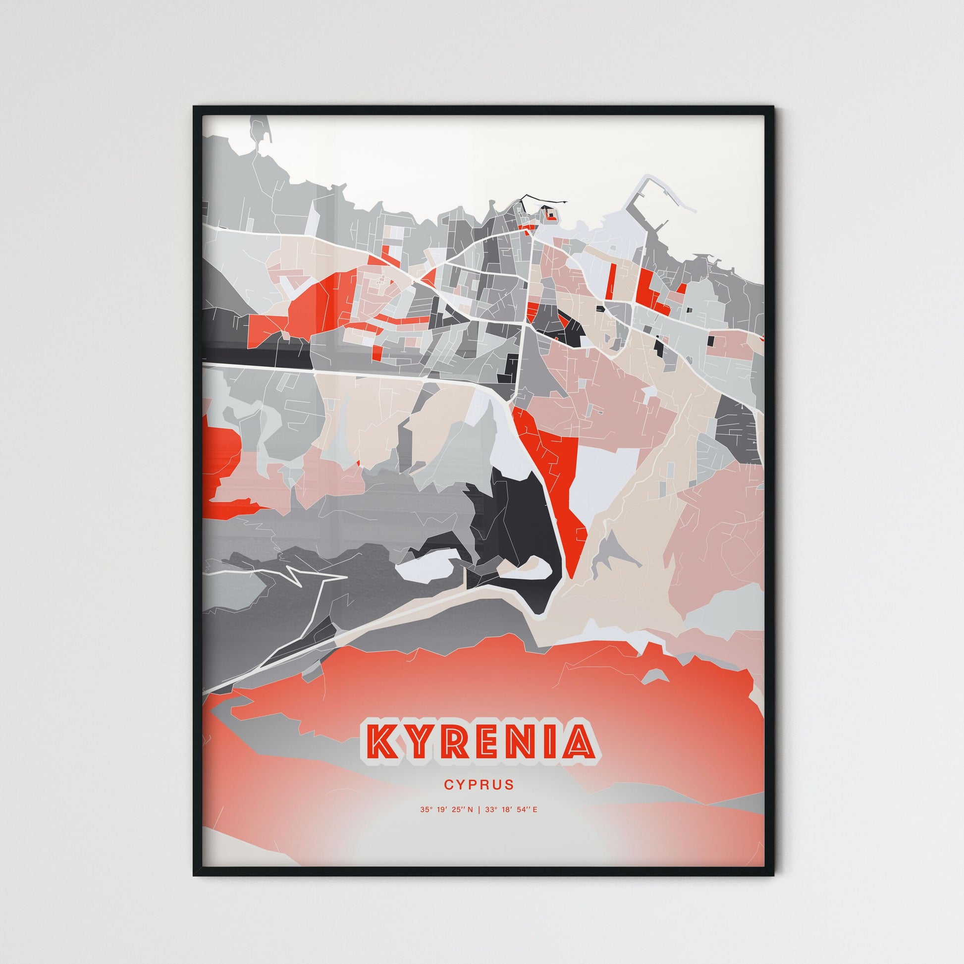 Colorful KYRENIA CYPRUS Fine Art Map Modern