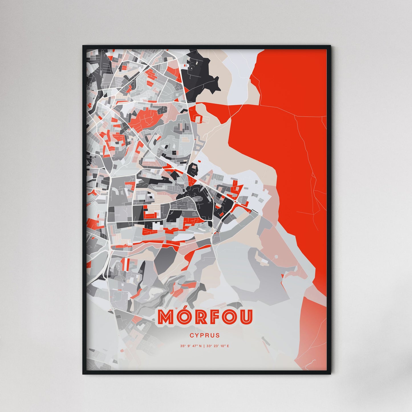 Colorful MÓRFOU CYPRUS Fine Art Map Modern