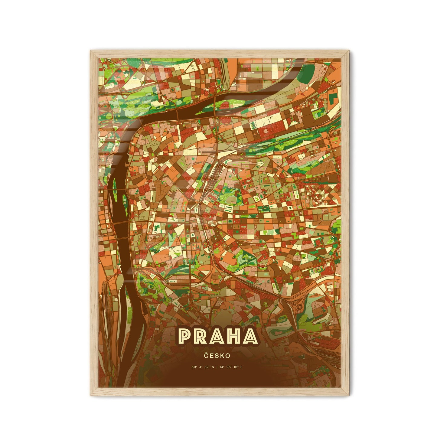 Colorful PRAGUE CZECHIA Fine Art Map Farmhouse