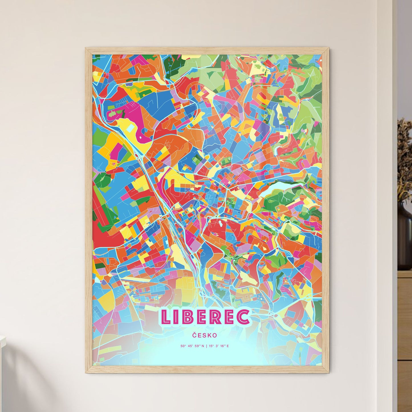 Colorful LIBEREC CZECHIA Fine Art Map Crazy Colors