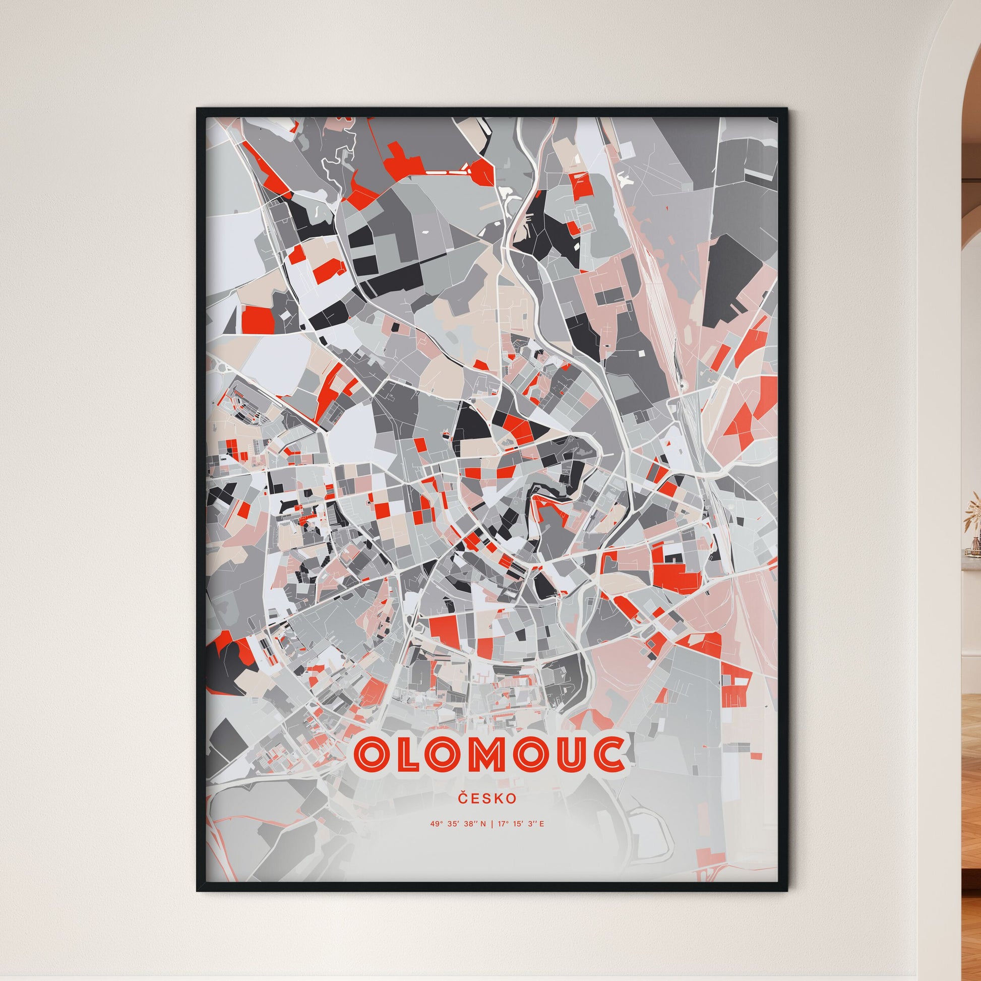 Colorful OLOMOUC CZECHIA Fine Art Map Modern