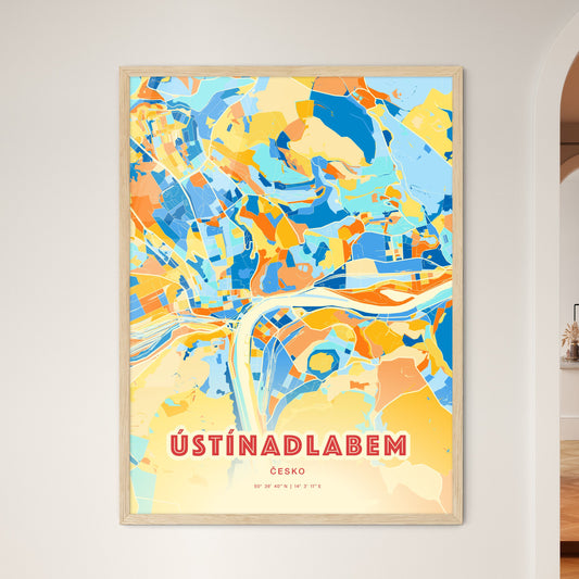 Colorful ÚSTÍ NAD LABEM CZECHIA Fine Art Map Blue Orange