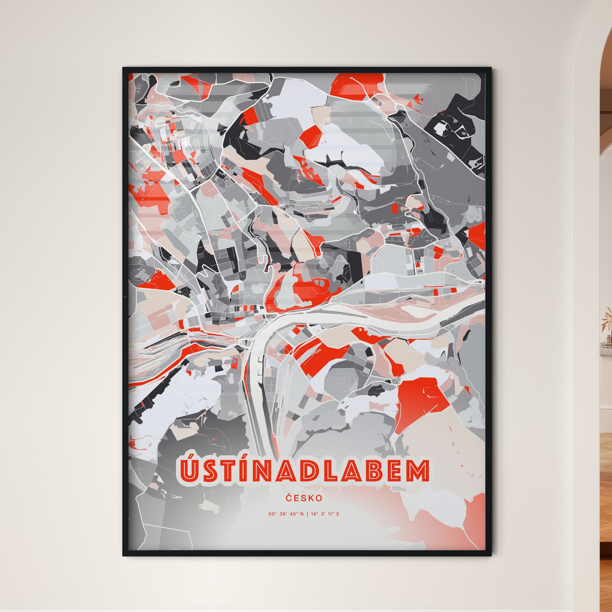 Colorful ÚSTÍ NAD LABEM CZECHIA Fine Art Map Modern