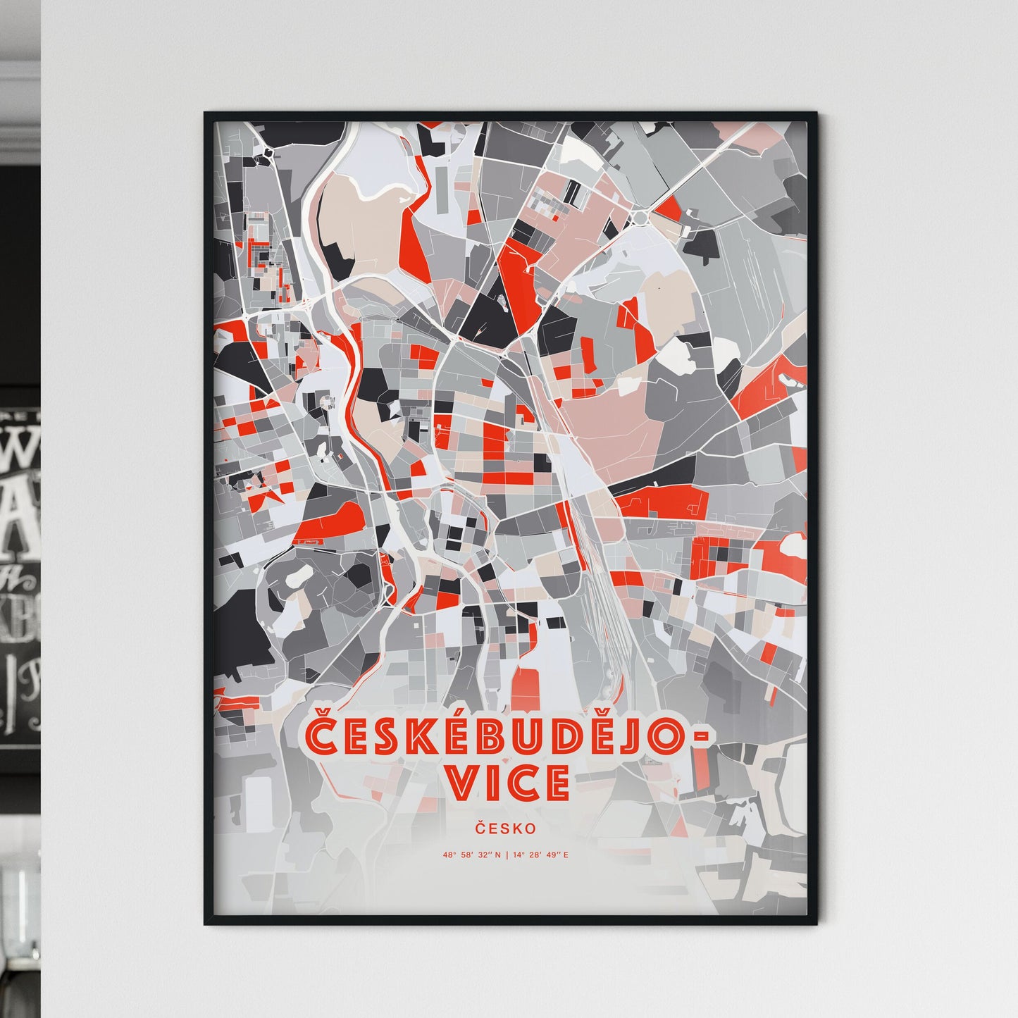 Colorful ČESKÉ BUDĚJOVICE CZECHIA Fine Art Map Modern