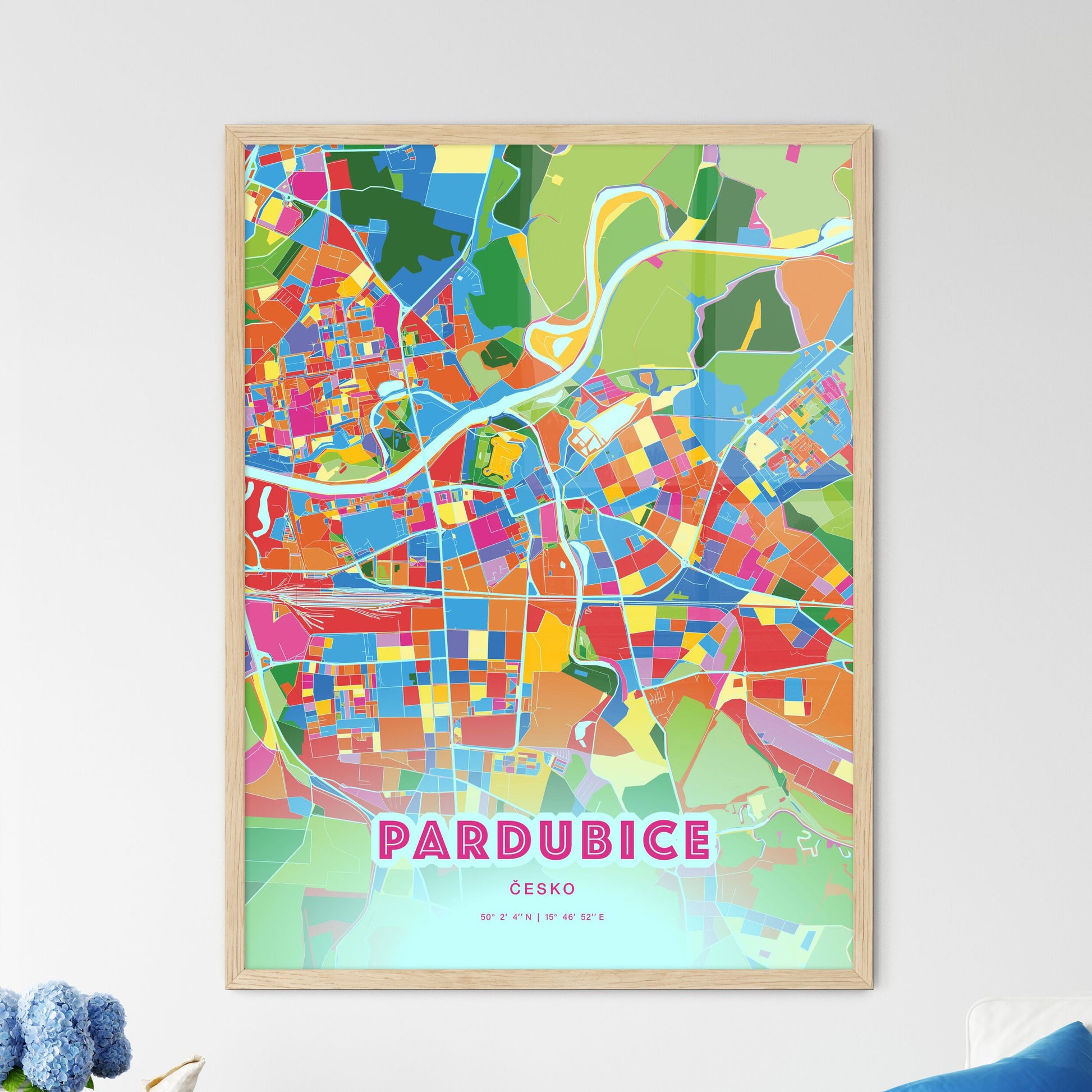 Colorful PARDUBICE CZECHIA Fine Art Map Crazy Colors