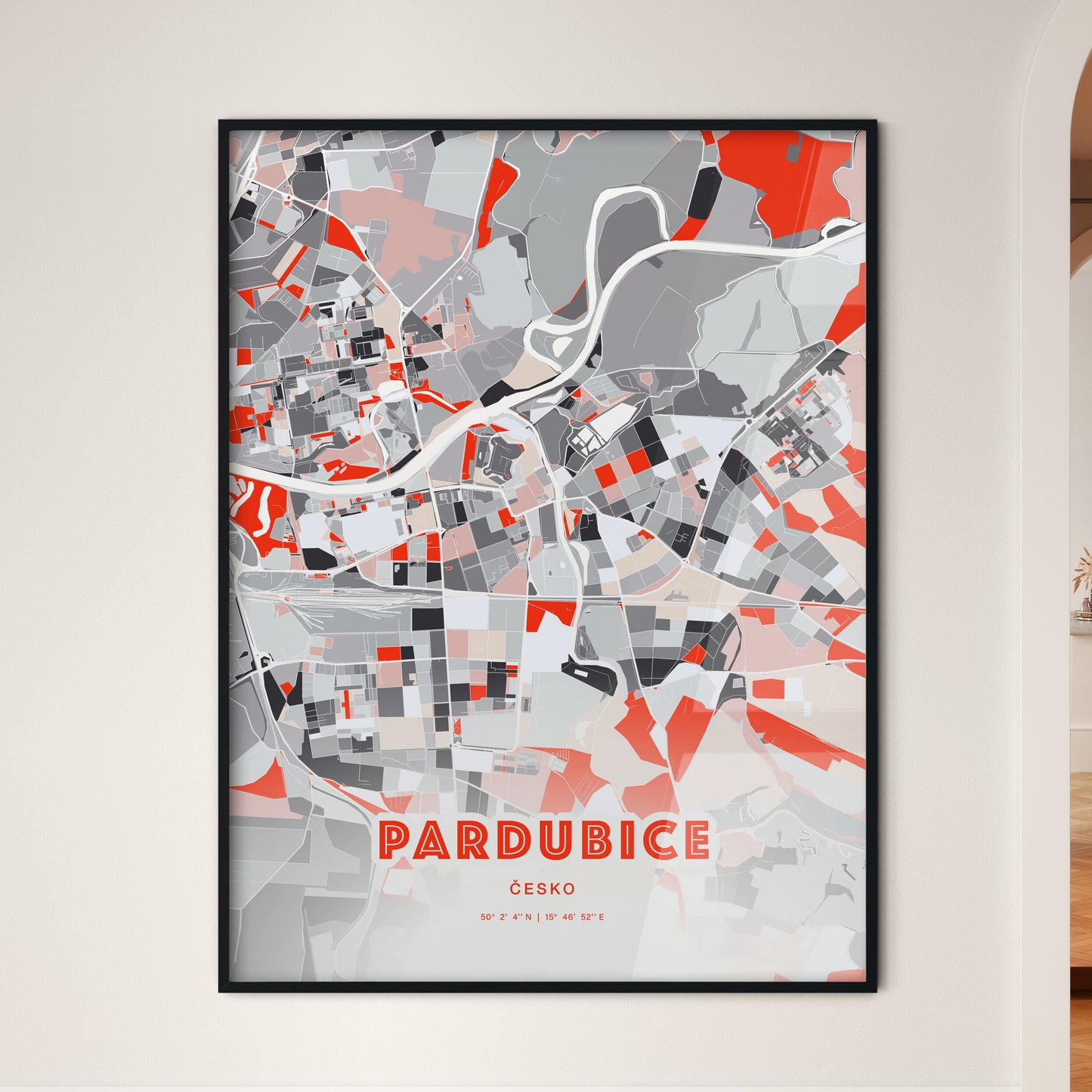 Colorful PARDUBICE CZECHIA Fine Art Map Modern