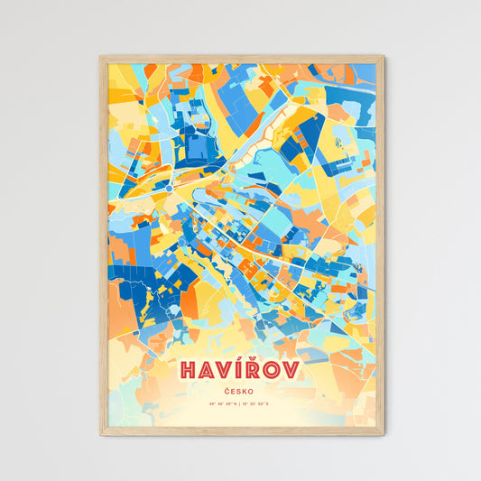 Colorful HAVÍŘOV CZECHIA Fine Art Map Blue Orange