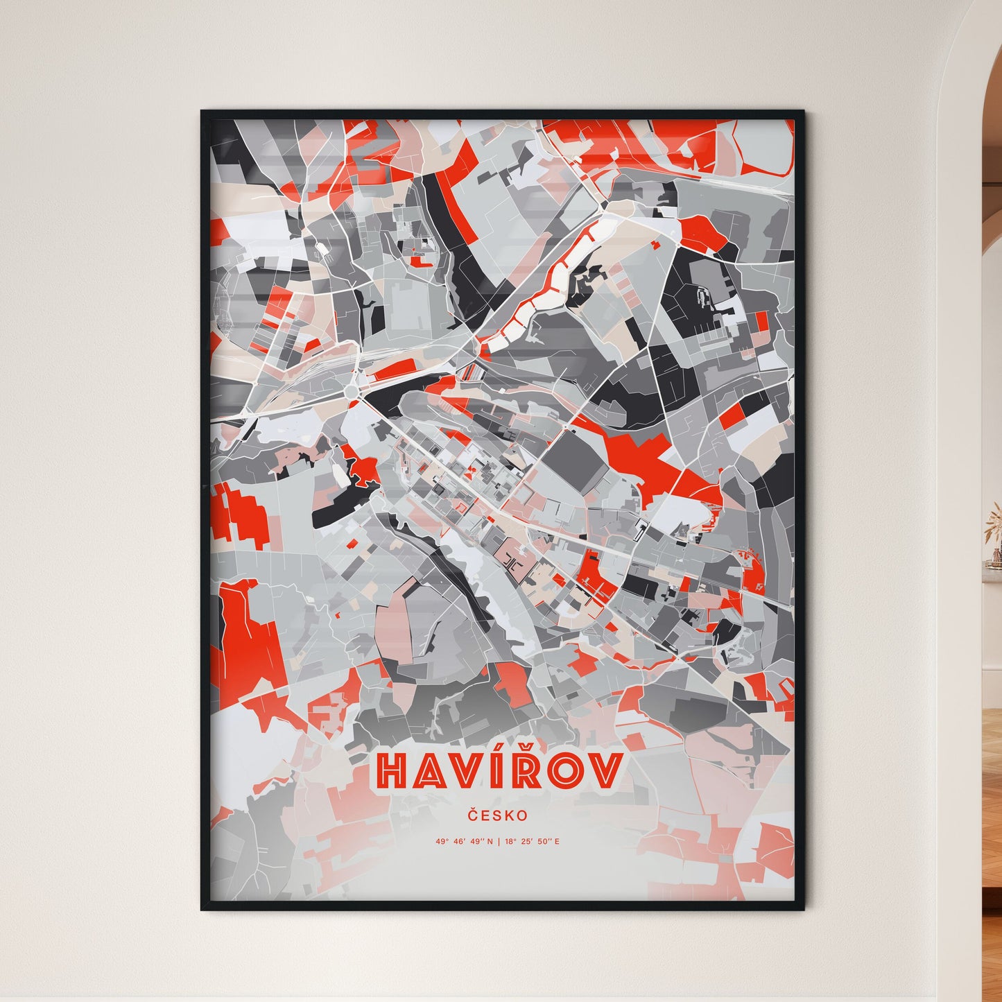Colorful HAVÍŘOV CZECHIA Fine Art Map Modern