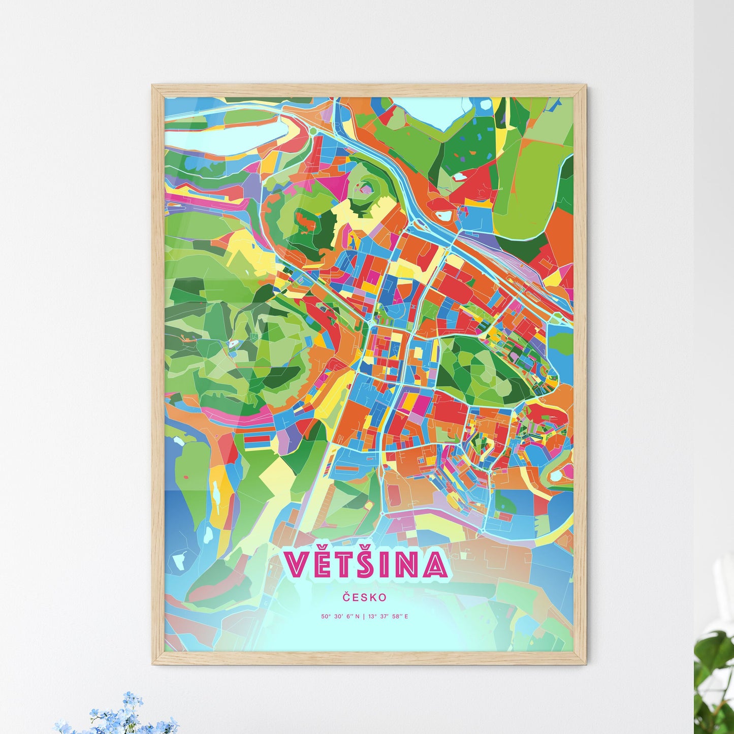 Colorful MOST CZECHIA Fine Art Map Crazy Colors