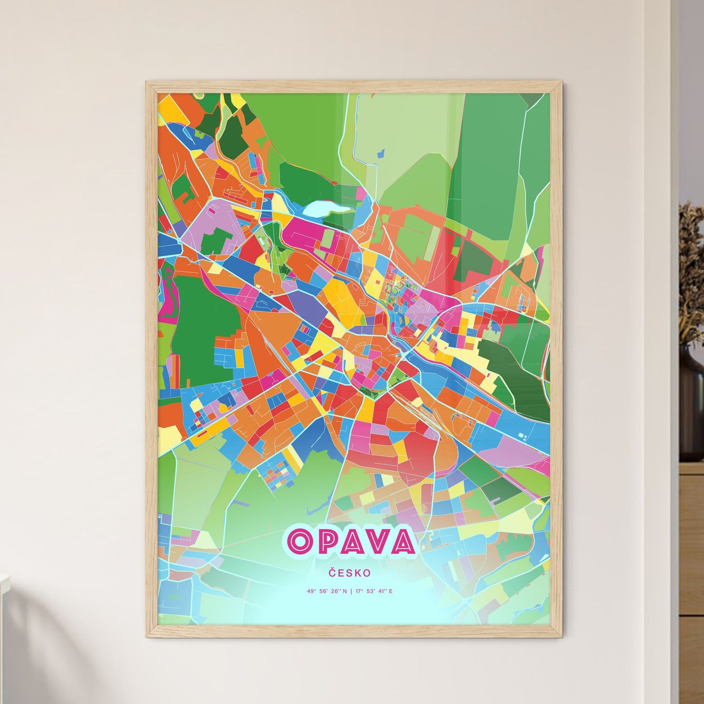 Colorful OPAVA CZECHIA Fine Art Map Crazy Colors