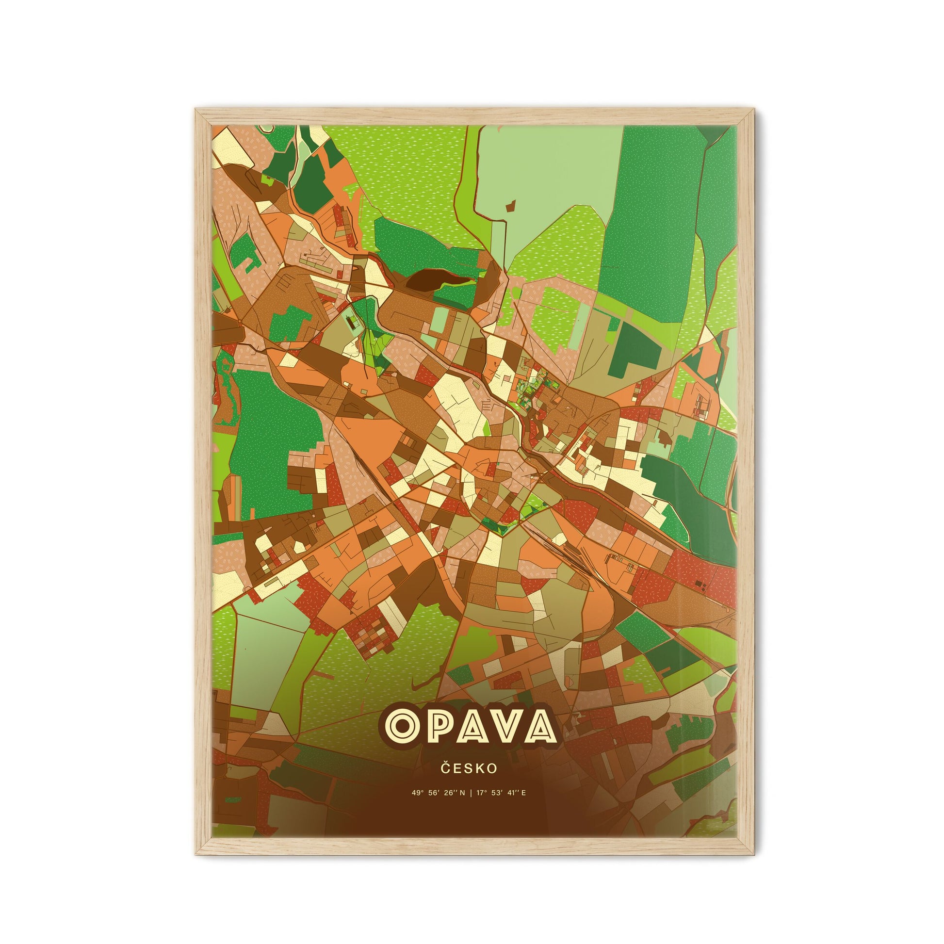 Colorful OPAVA CZECHIA Fine Art Map Farmhouse