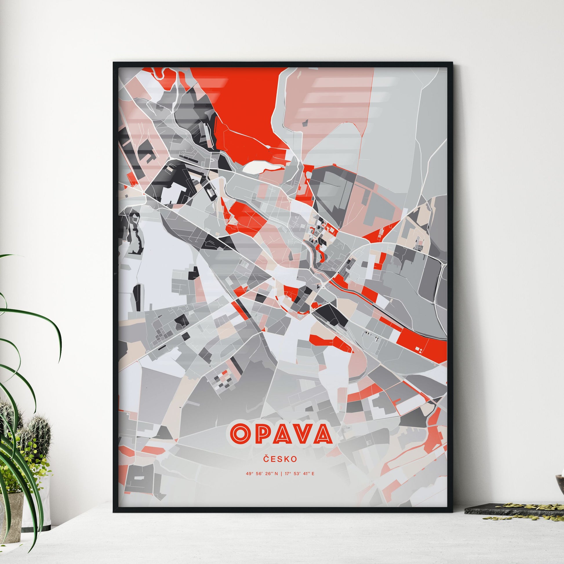 Colorful OPAVA CZECHIA Fine Art Map Modern