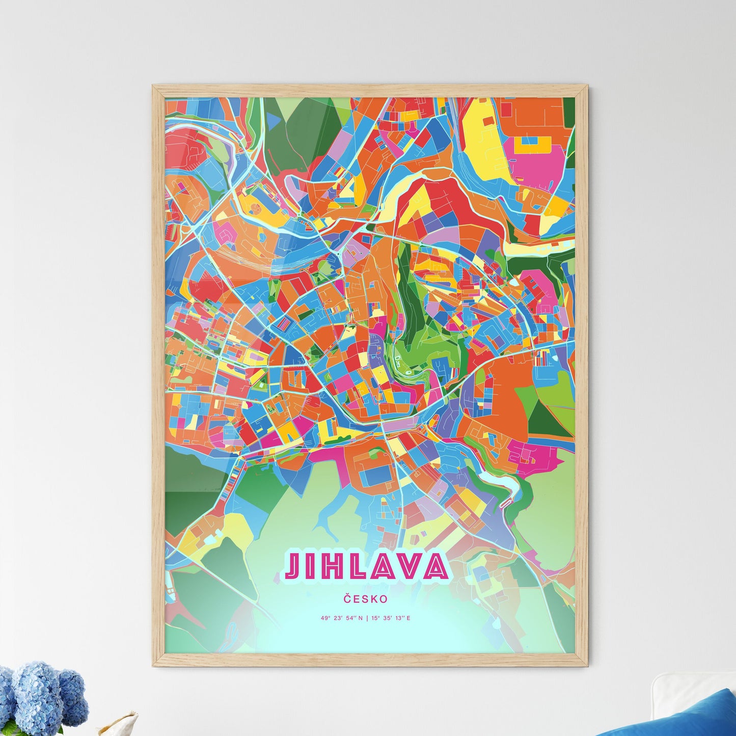 Colorful JIHLAVA CZECHIA Fine Art Map Crazy Colors