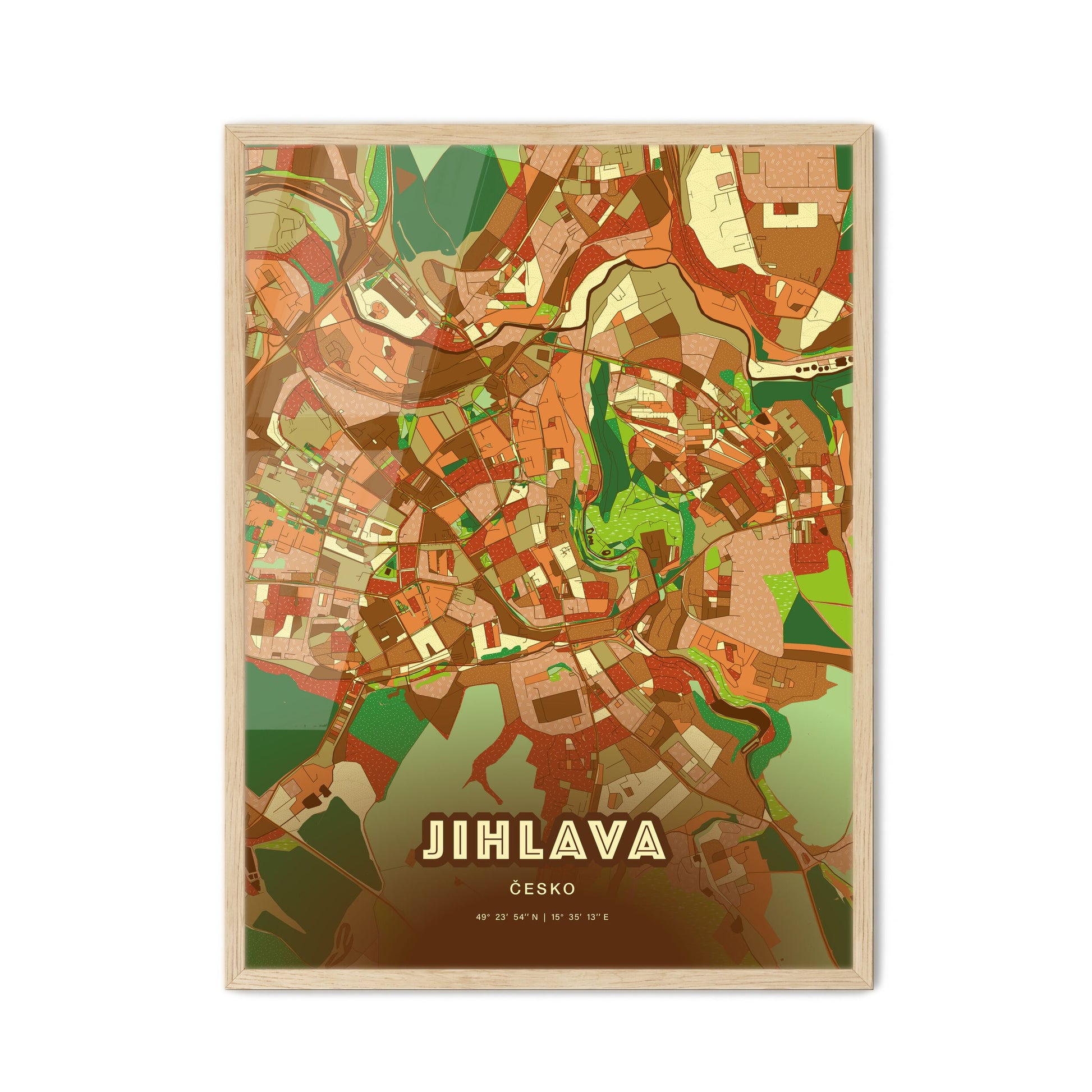 Colorful JIHLAVA CZECHIA Fine Art Map Farmhouse