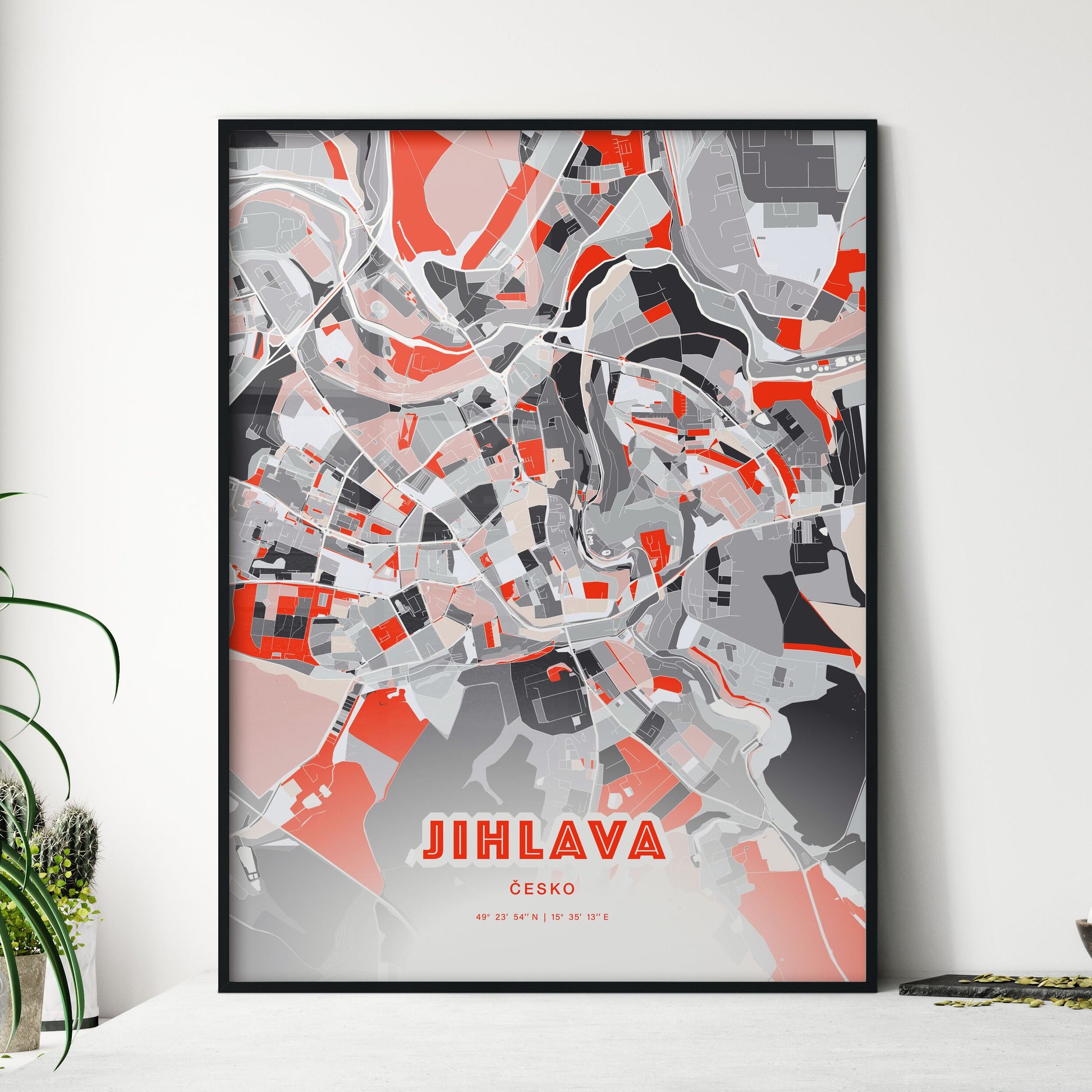 Colorful JIHLAVA CZECHIA Fine Art Map Modern