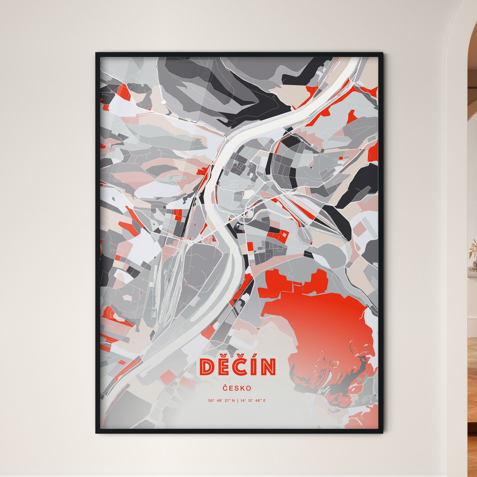 Colorful DĚČÍN CZECHIA Fine Art Map Modern