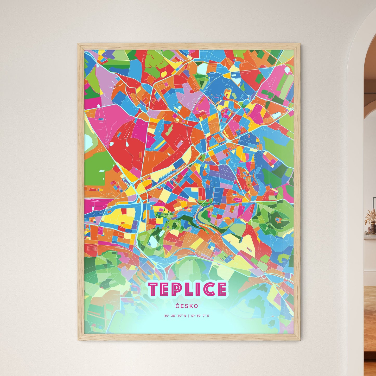 Colorful TEPLICE CZECHIA Fine Art Map Crazy Colors