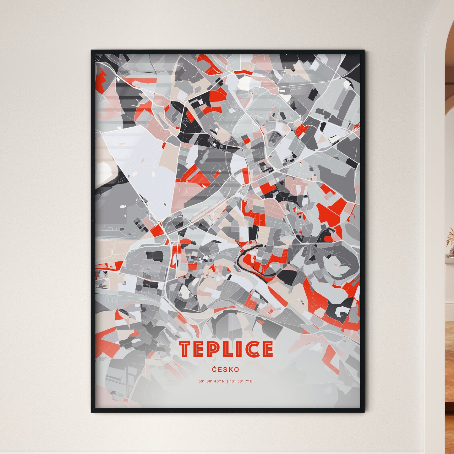 Colorful TEPLICE CZECHIA Fine Art Map Modern