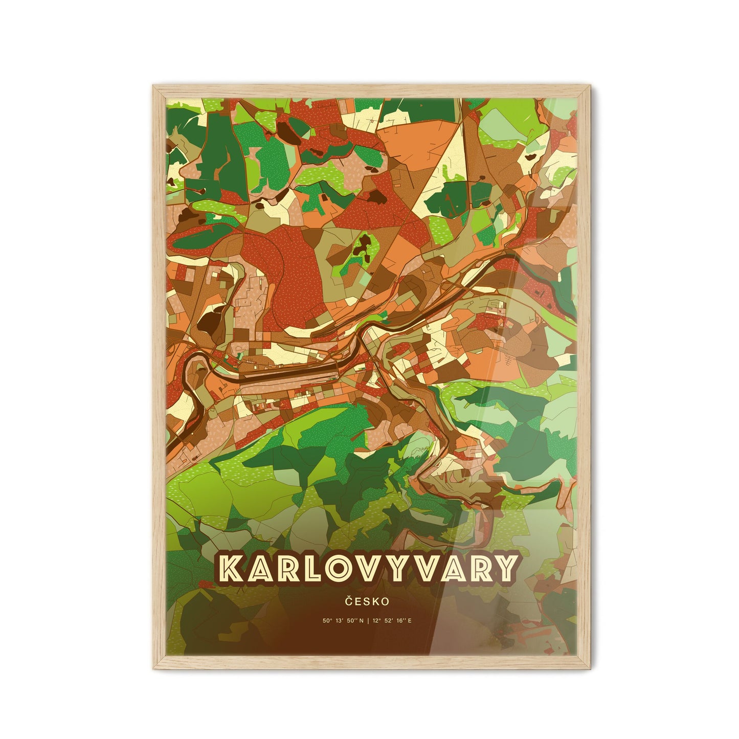 Colorful KARLOVY VARY CZECHIA Fine Art Map Farmhouse