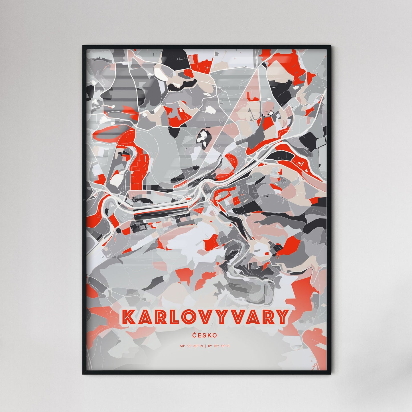 Colorful KARLOVY VARY CZECHIA Fine Art Map Modern