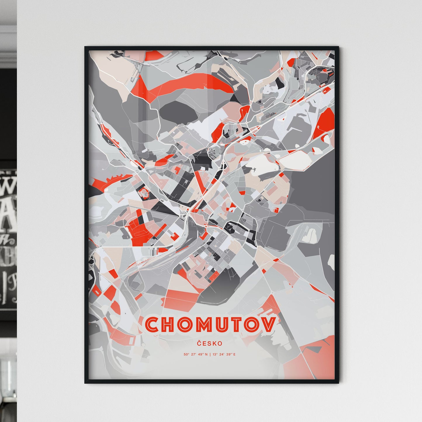 Colorful CHOMUTOV CZECHIA Fine Art Map Modern