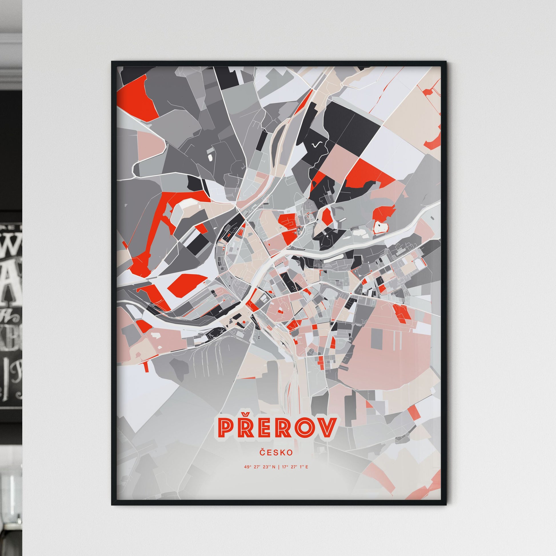 Colorful PŘEROV CZECHIA Fine Art Map Modern