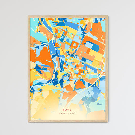 Colorful MLADÁ BOLESLAV CZECHIA Fine Art Map Blue Orange