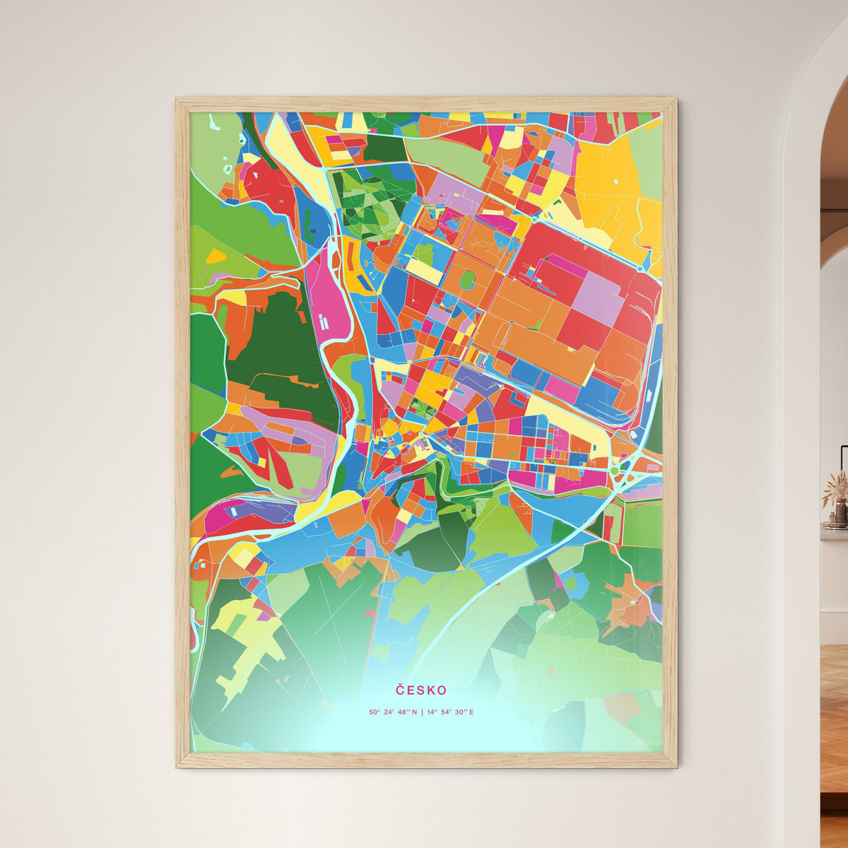 Colorful MLADÁ BOLESLAV CZECHIA Fine Art Map Crazy Colors