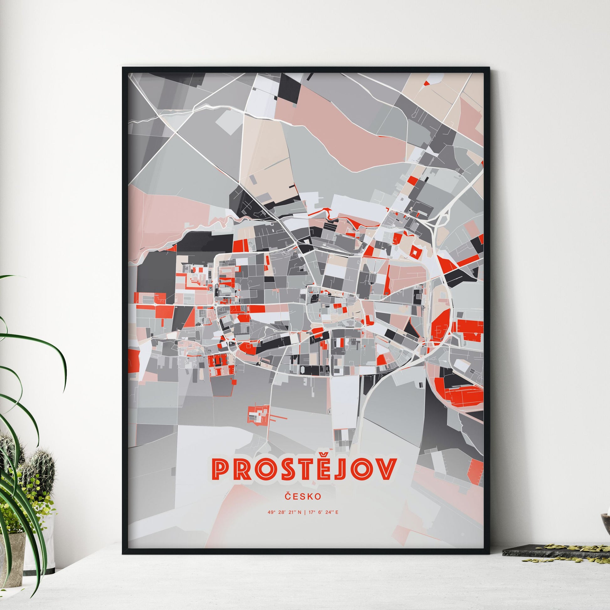 Colorful PROSTĚJOV CZECHIA Fine Art Map Modern