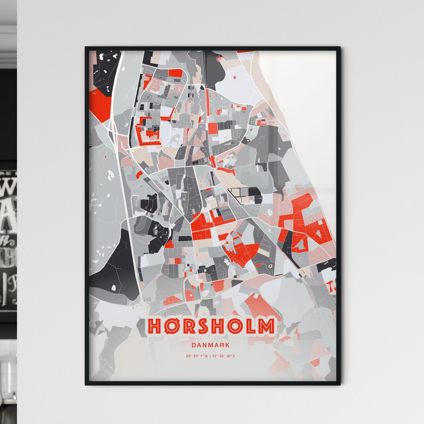 Colorful HØRSHOLM DENMARK Fine Art Map Modern