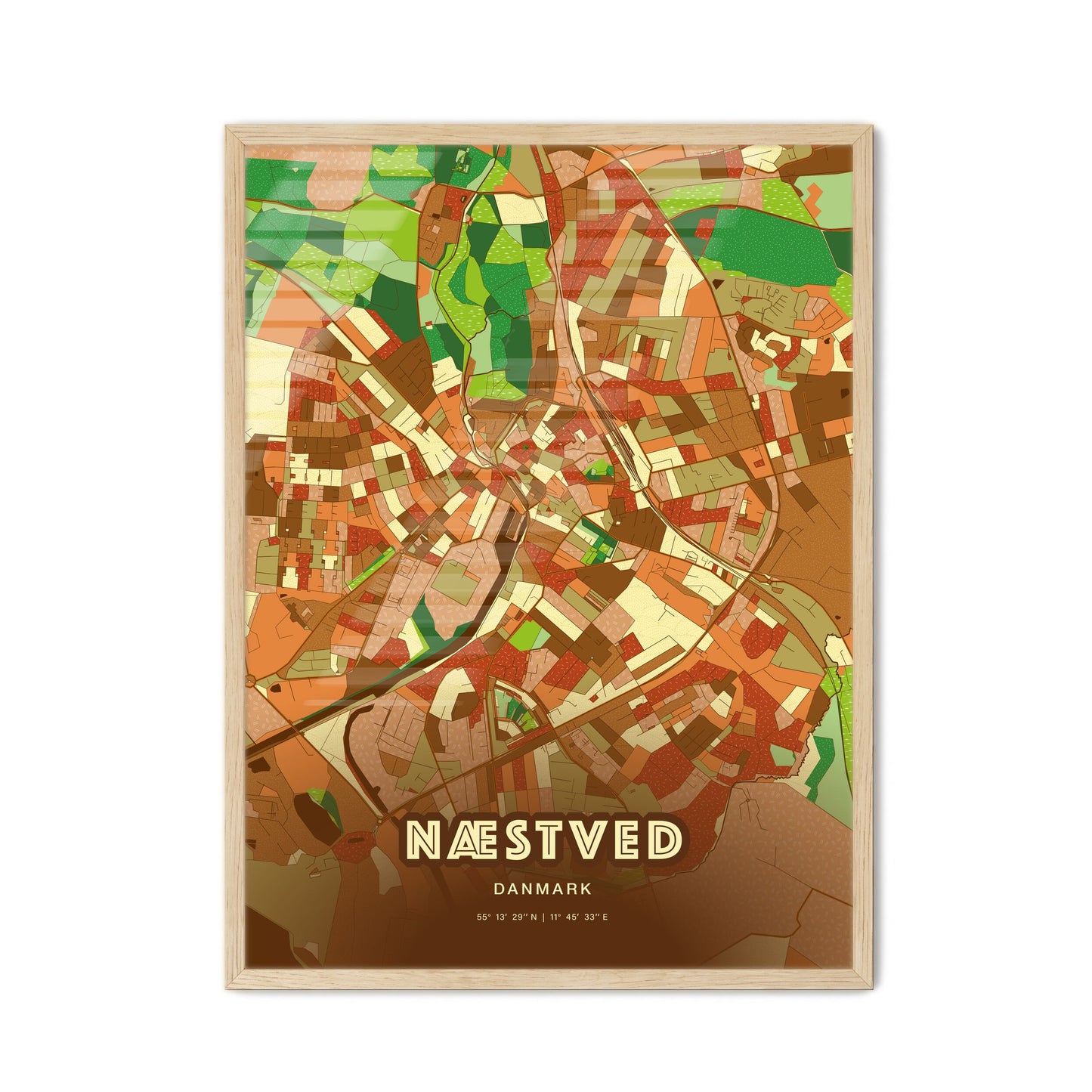 Colorful NÆSTVED DENMARK Fine Art Map Farmhouse