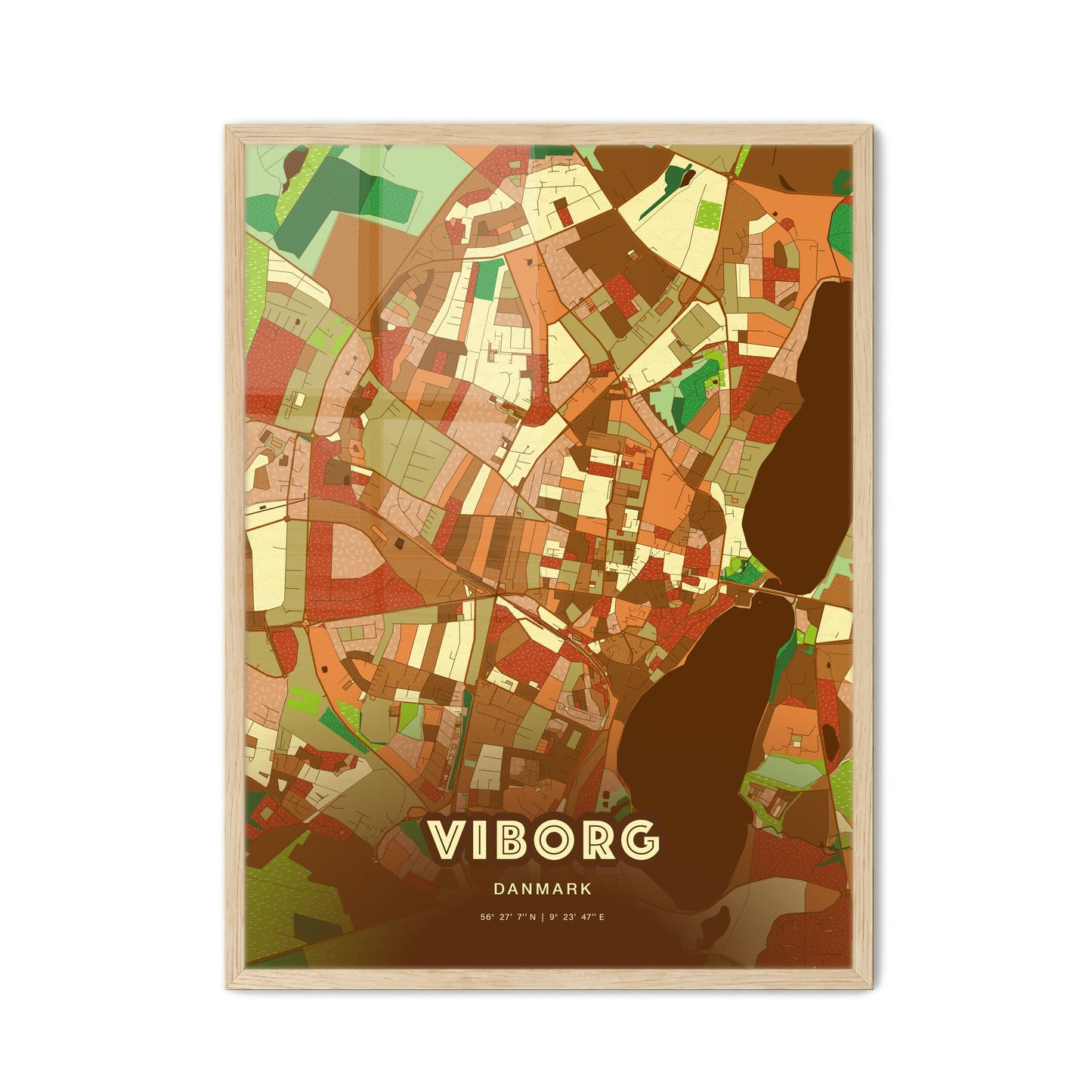 Colorful VIBORG DENMARK Fine Art Map Farmhouse