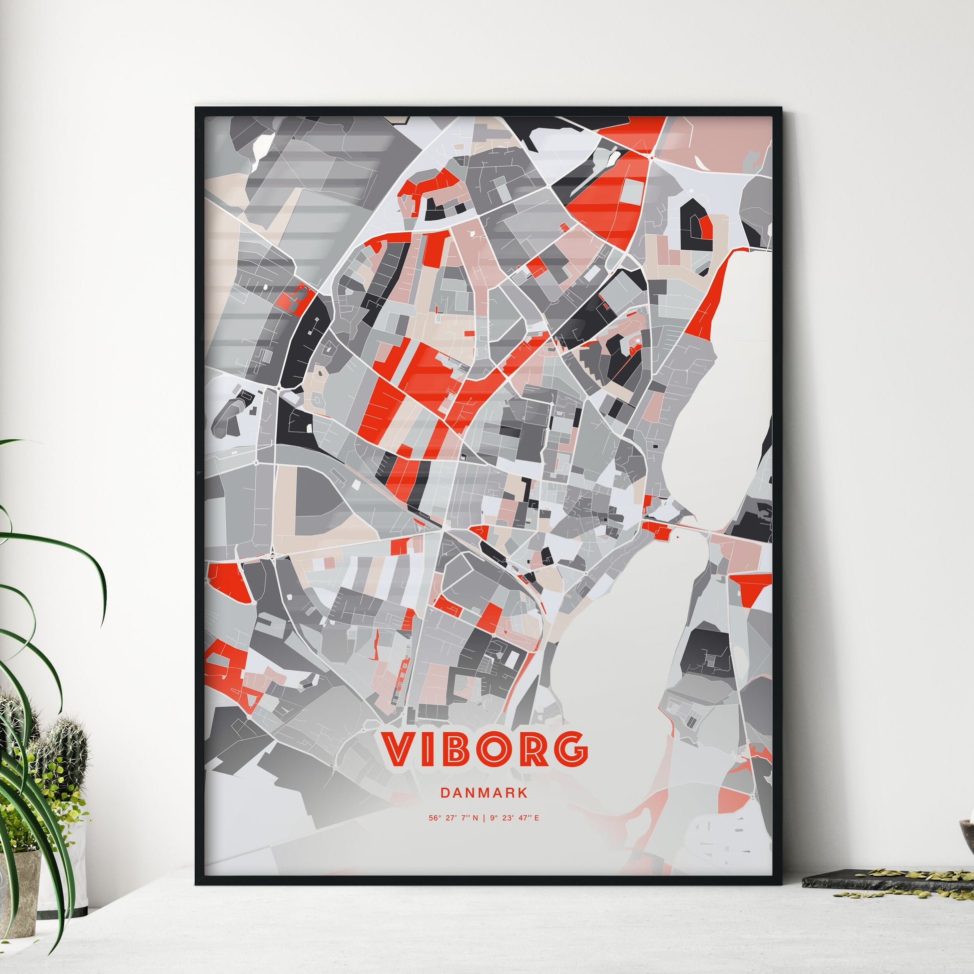 Colorful VIBORG DENMARK Fine Art Map Modern