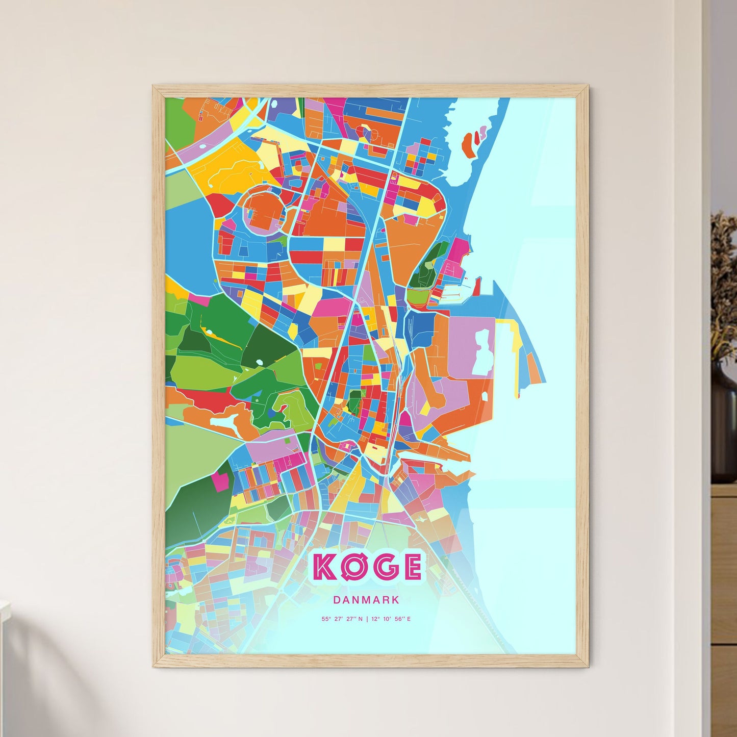 Colorful KØGE DENMARK Fine Art Map Crazy Colors