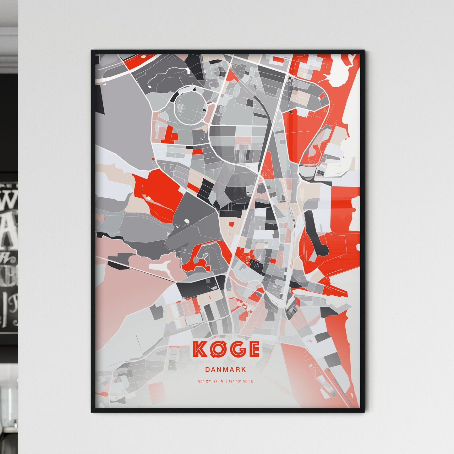 Colorful KØGE DENMARK Fine Art Map Modern