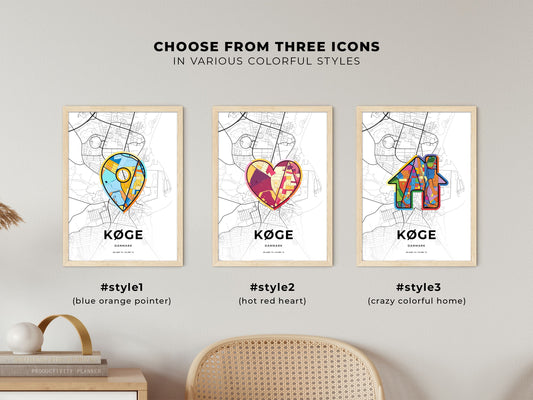Køge Denmark maps with colorful icons