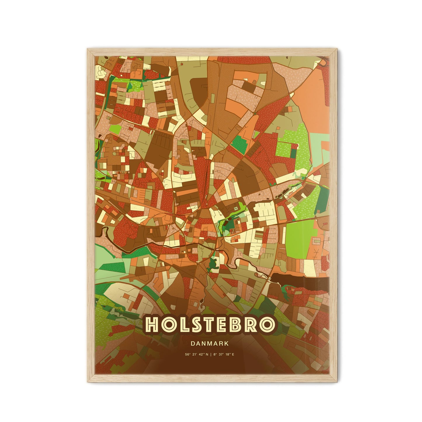 Colorful HOLSTEBRO DENMARK Fine Art Map Farmhouse