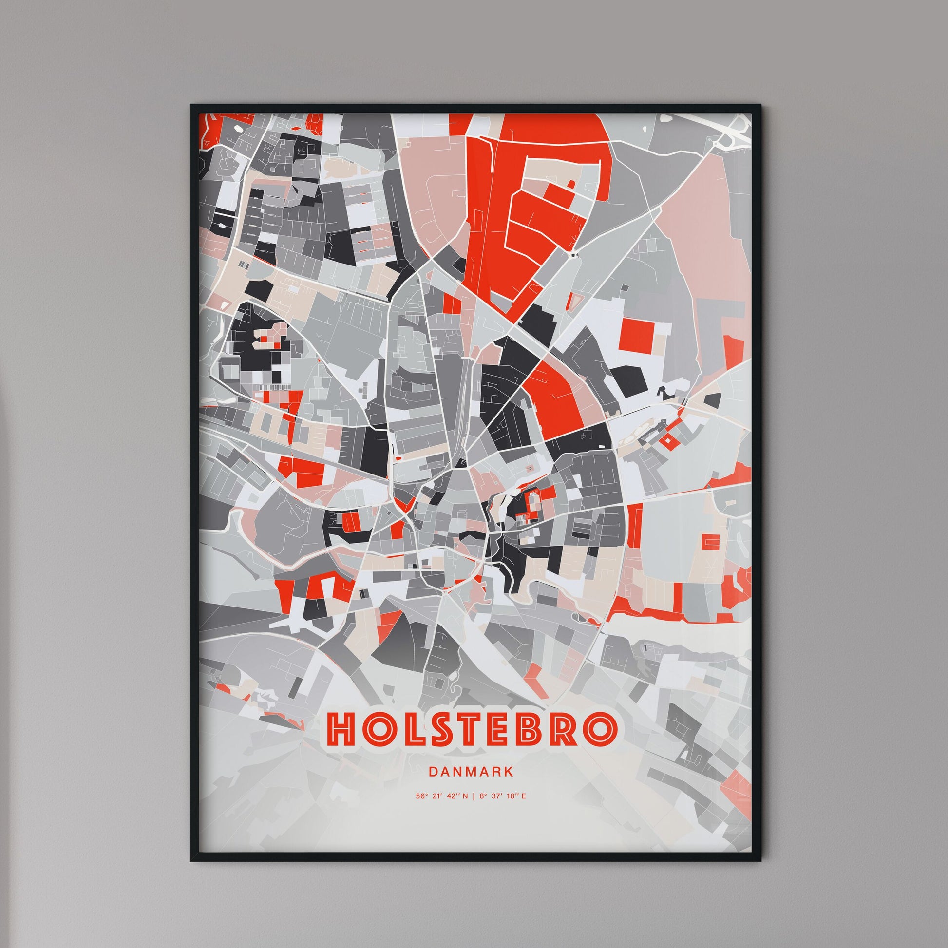 Colorful HOLSTEBRO DENMARK Fine Art Map Modern