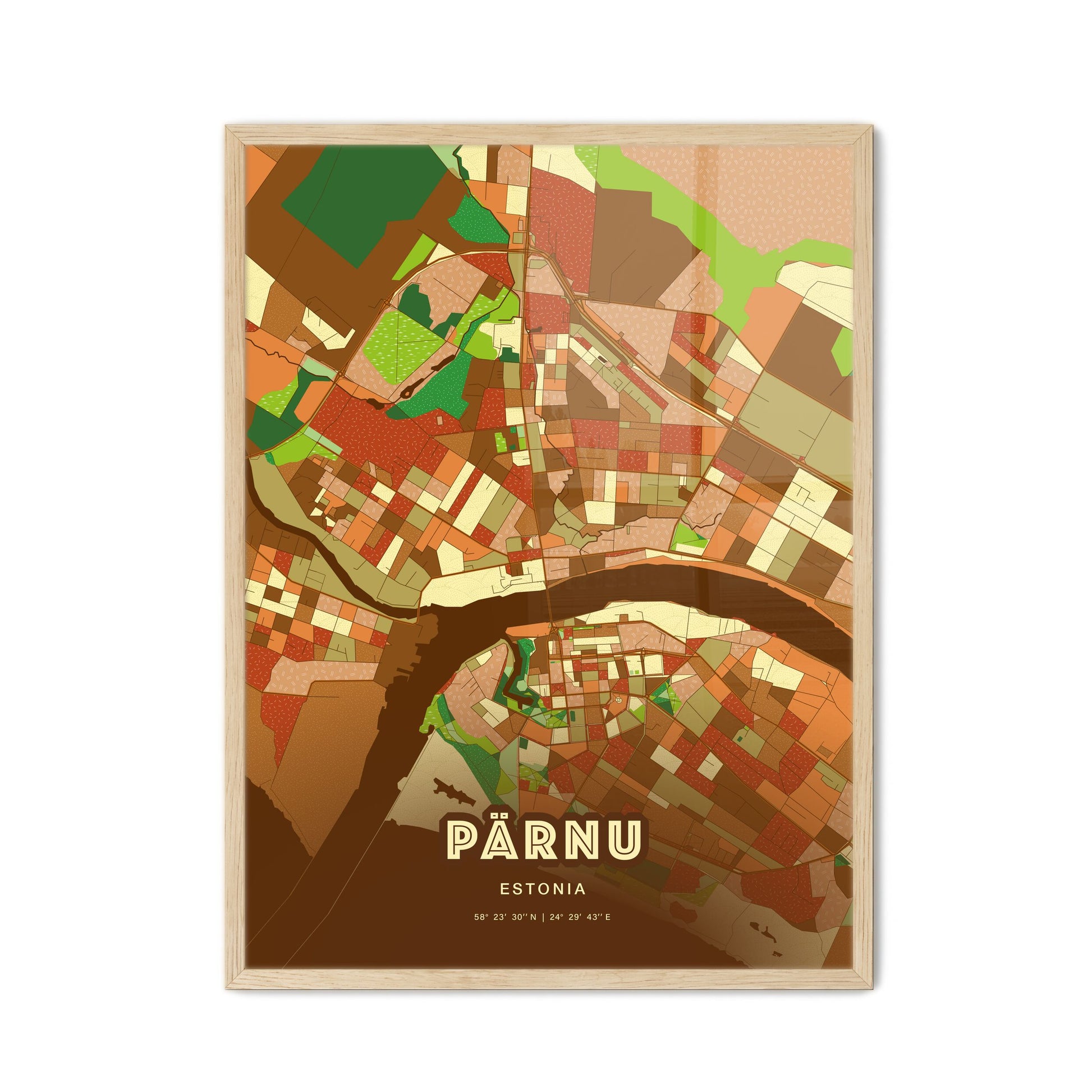 Colorful PÄRNU ESTONIA Fine Art Map Farmhouse