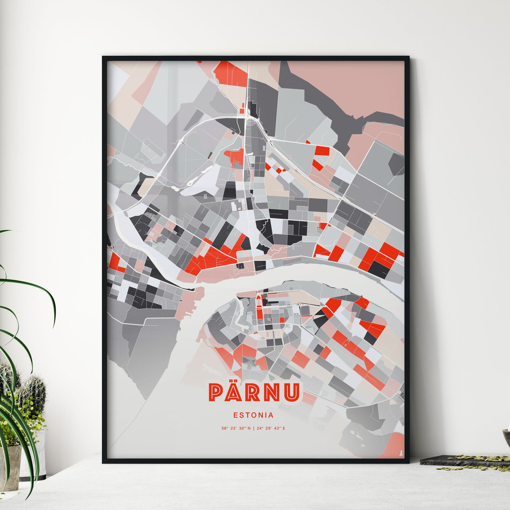 Colorful PÄRNU ESTONIA Fine Art Map Modern