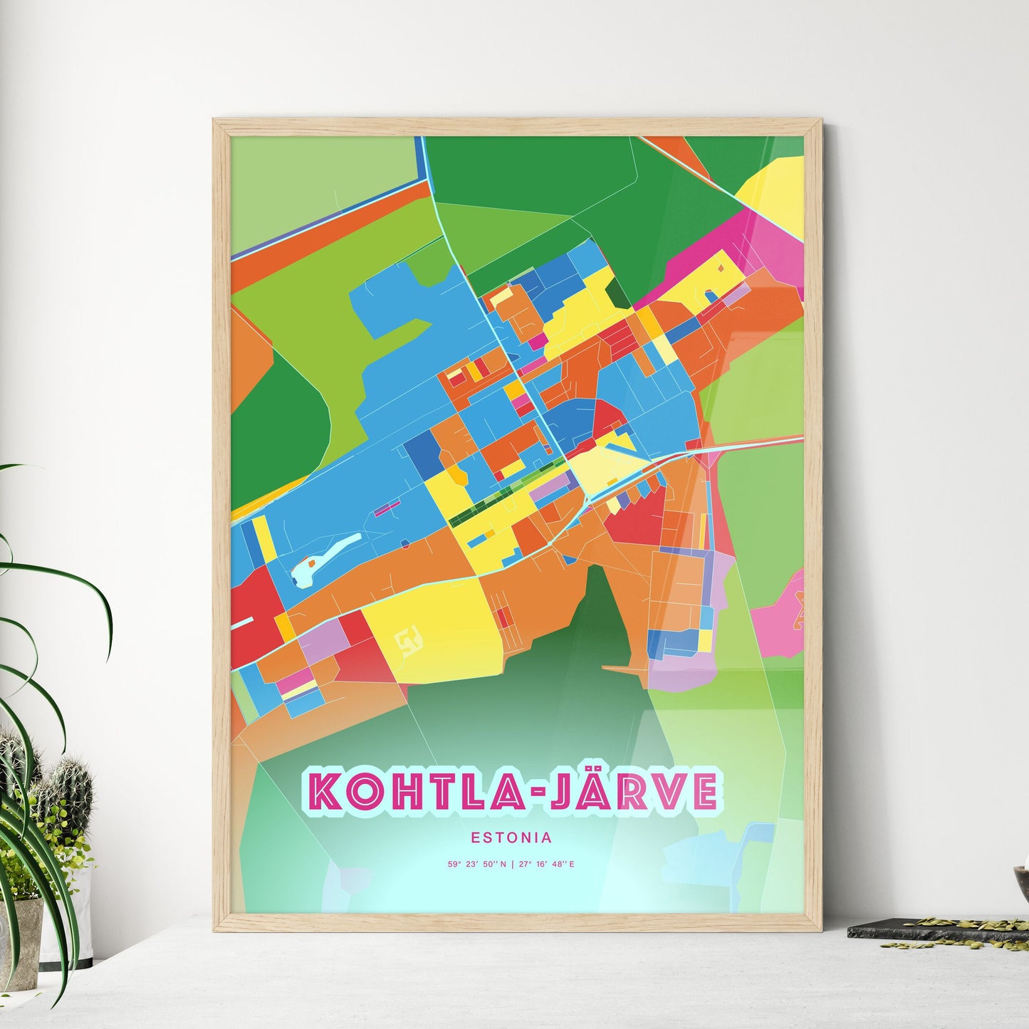 Colorful KOHTLA-JÄRVE ESTONIA Fine Art Map Crazy Colors
