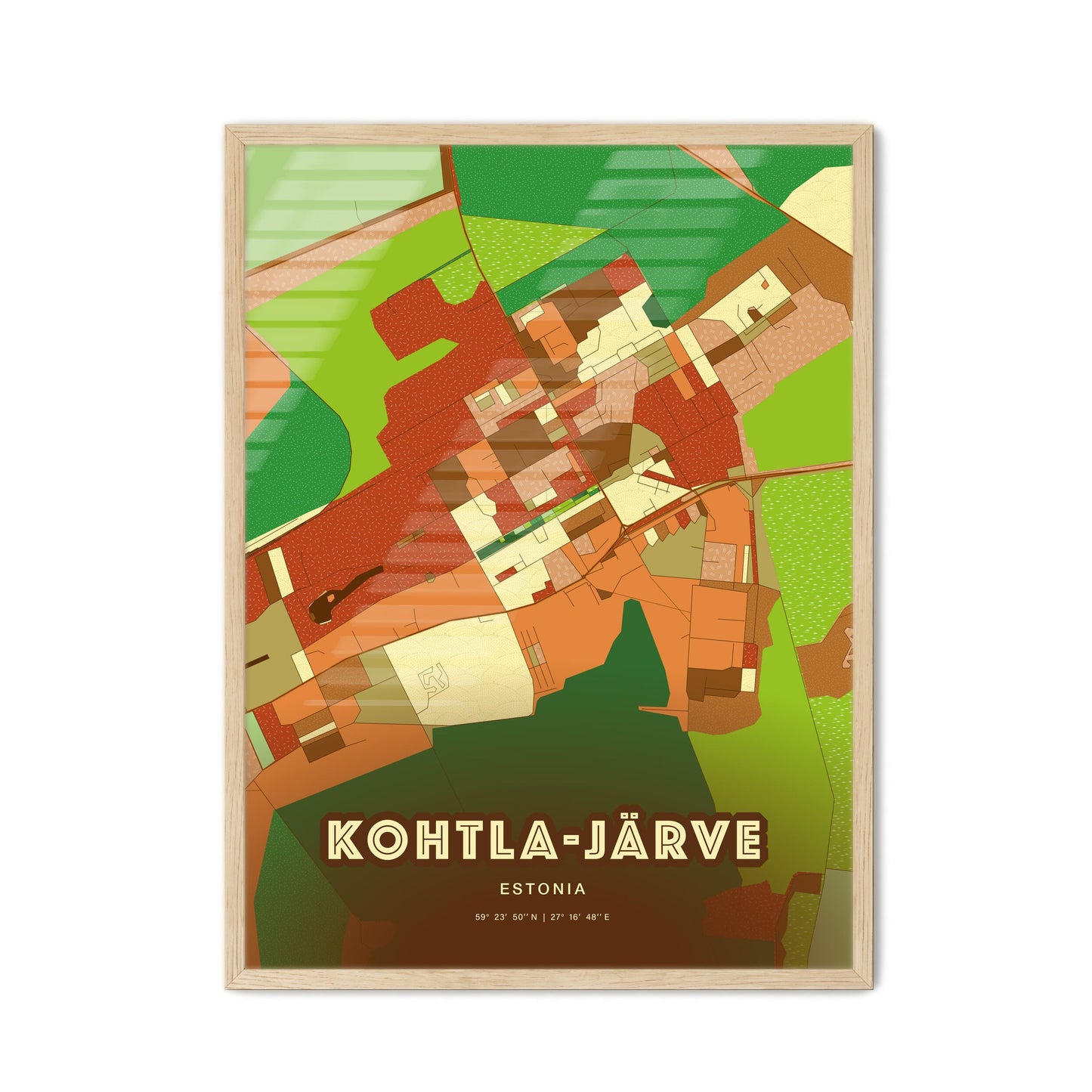 Colorful KOHTLA-JÄRVE ESTONIA Fine Art Map Farmhouse