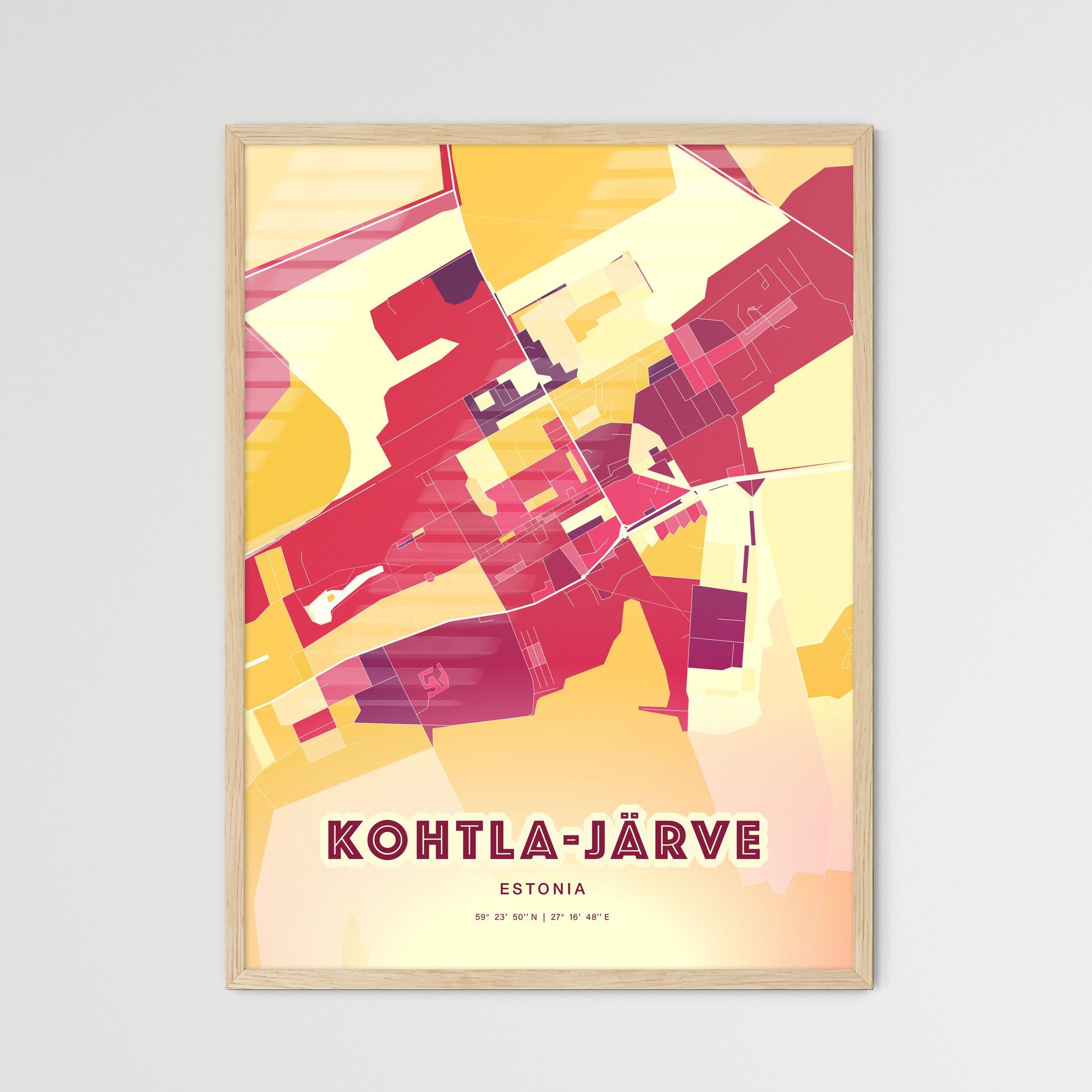 Colorful KOHTLA-JÄRVE ESTONIA Fine Art Map Hot Red